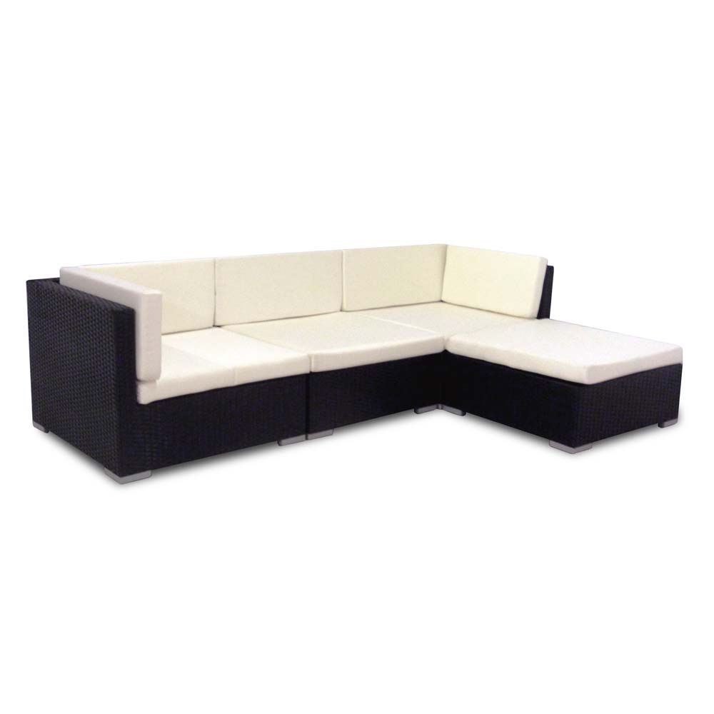 Corner Sofa - Garden Furniture - Outdoor Rattan Sofas - Black - Chaise